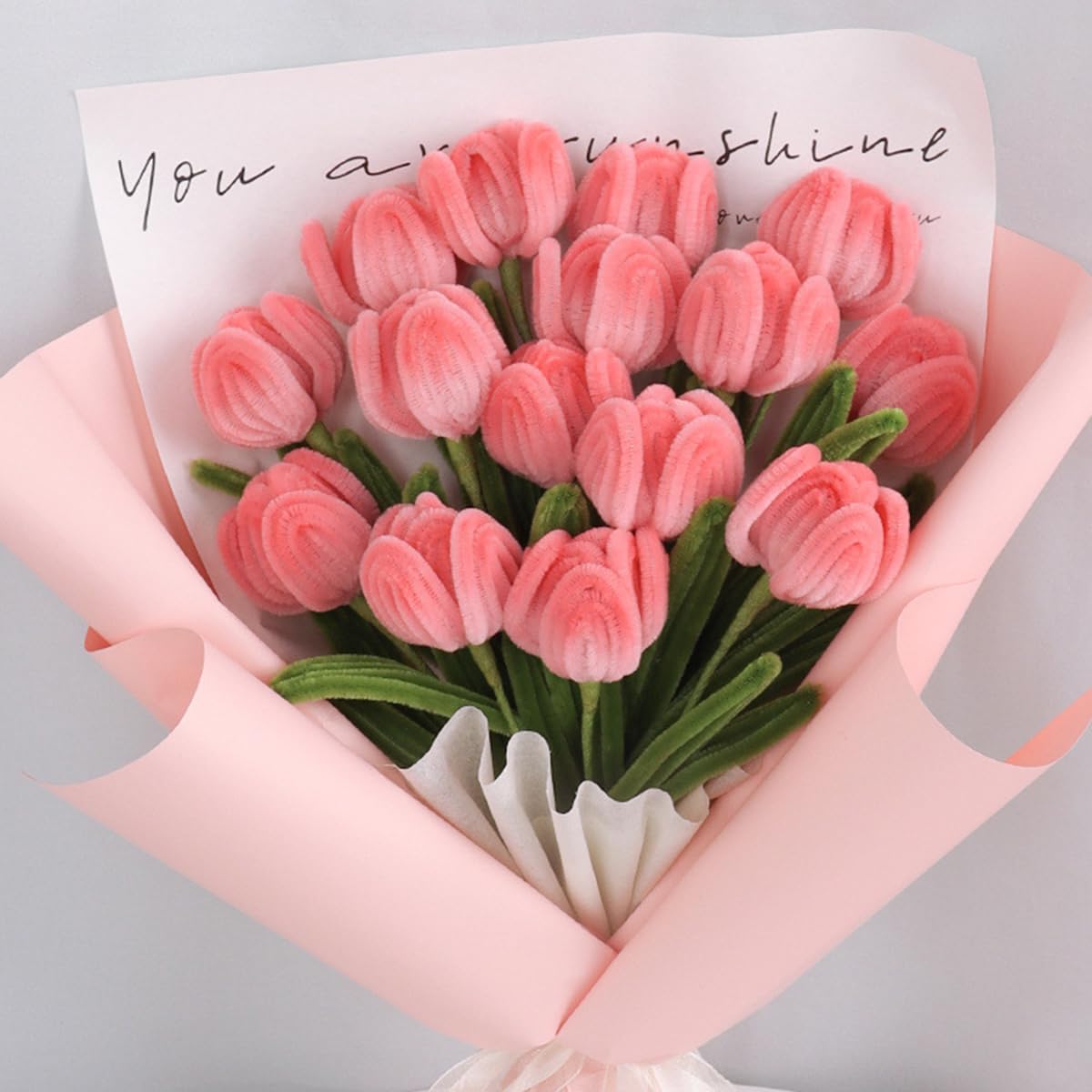 Amazon.co.jp: 手芸モール ピンク色＊100本＋緑色＊100本 造花 花束